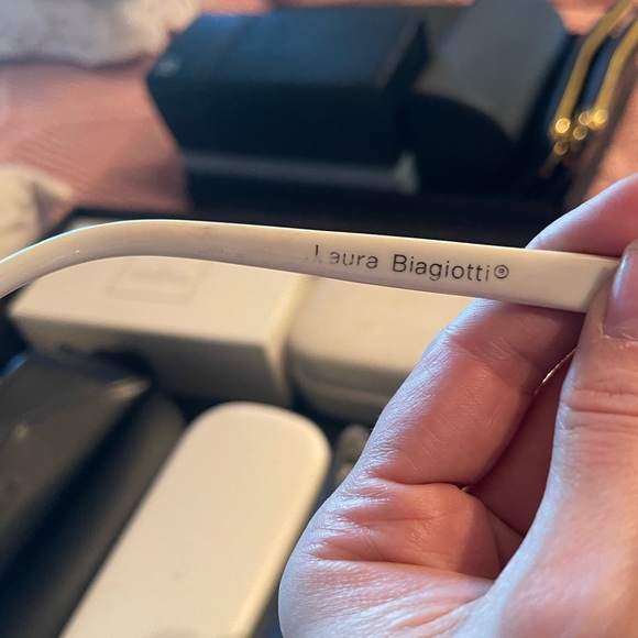 LAURA BIAGIOTTI Rare VINTAGE square oversized pearl flat top sunglasses *Lens* - Picture 15 of 16